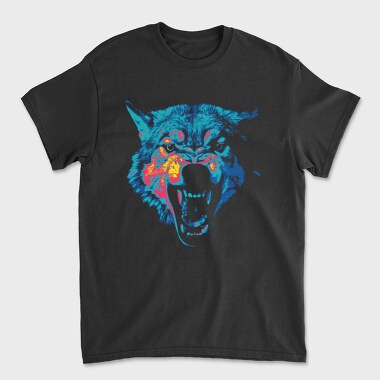 Angry Wolf Neon, Unisex Men's T-Shirt