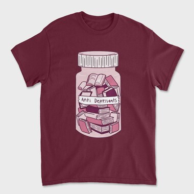 Anti Depressants Books, Unisex Men's T-Shirt