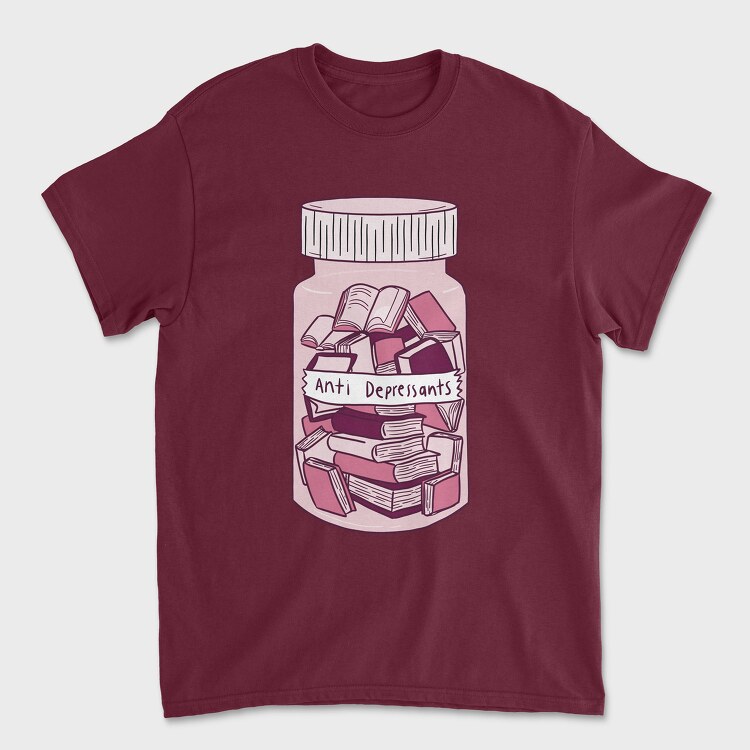 Anti Depressants Books, Unisex Men's T-Shirt
