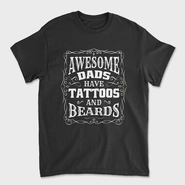 Awesome Dads Tattoos, Унисекс Мъжка Тениска