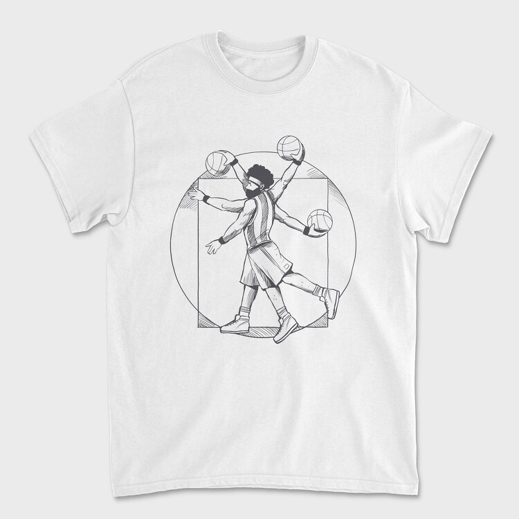Basketball Vitruvian Man, Унисекс Мъжка Тениска