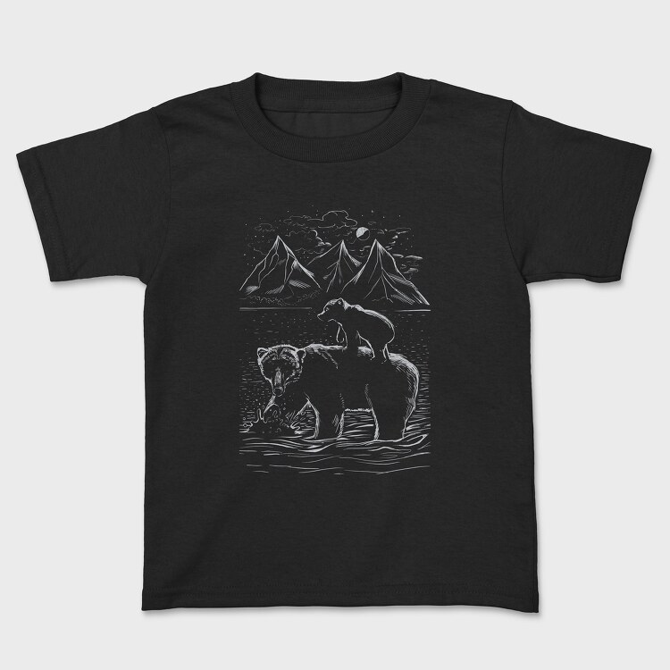 Bear Family Lines, Kids' T-Shirt