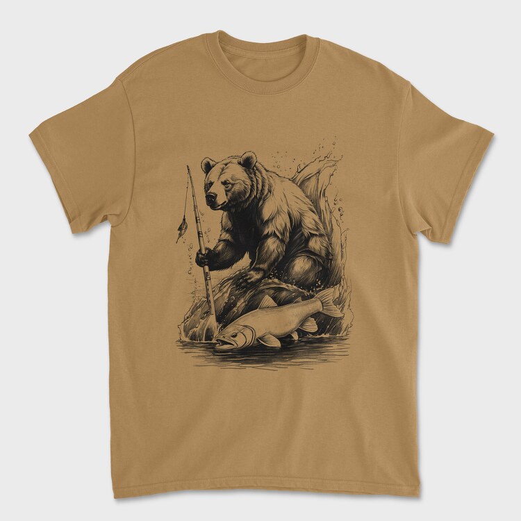 Bear Fishing, Unisex Men's T-Shirt