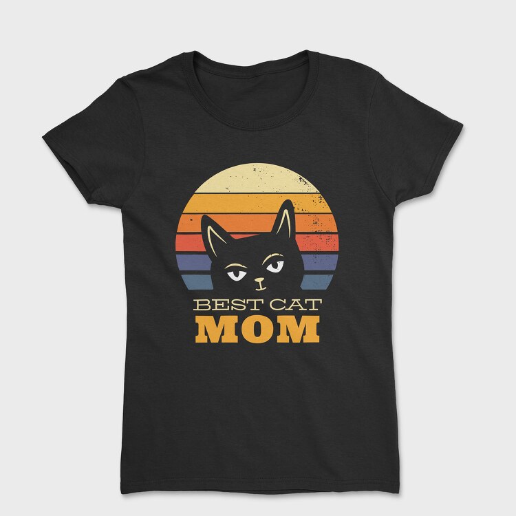 Best Cat Mom Retro, Дамска Тениска