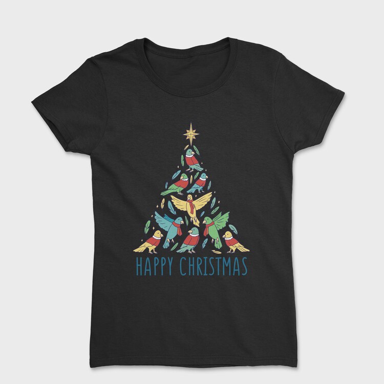 Birds Christmas Tree, Women's T-Shirt