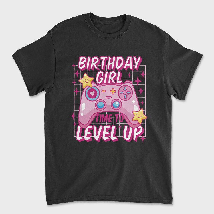 Birthday Girl Level Up, Унисекс Мъжка Тениска
