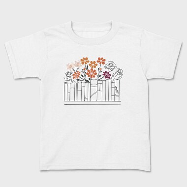 Books Flowers, Kids' T-Shirt