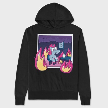Unicorn in Fire, Unisex Men's Hoodie