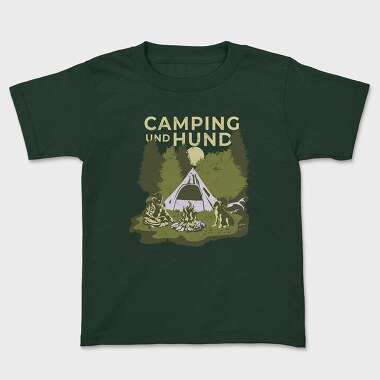 Camping and Hund, Kids' T-Shirt