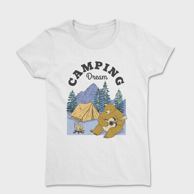 Camping Dream Bear Guitar, Women's T-Shirt
