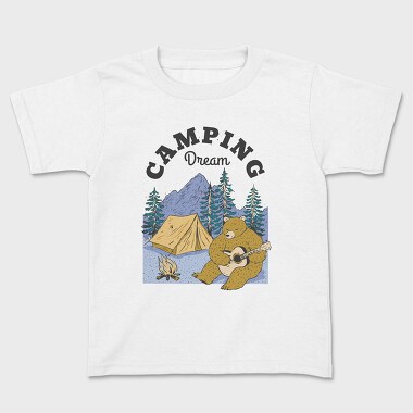 Детска Тениска, Camping Dream Bear Guitar