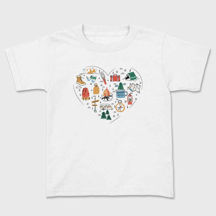 Camping Elements Heart, Kids' T-Shirt