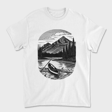 Canoe River Landscape, Unisex Men's T-Shirt
