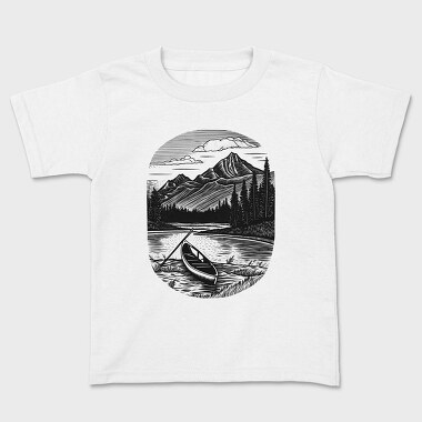 Canoe River Landscape, Kids' T-Shirt
