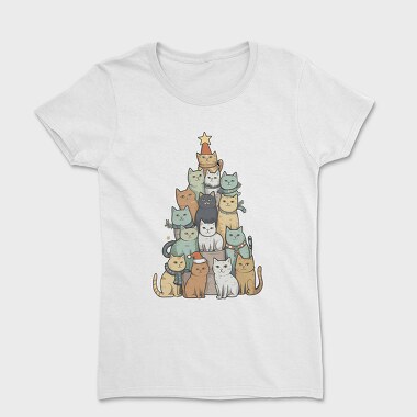 Cat Christmas Tree, Women's T-Shirt