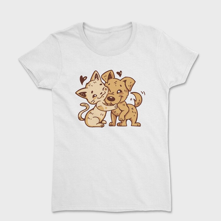 Cat Dog Hug, Women's T-Shirt