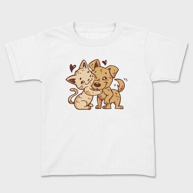 Cat Dog Hug, Kids' T-Shirt