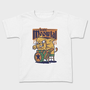 Kids' T-Shirt, Cat Drummer 2