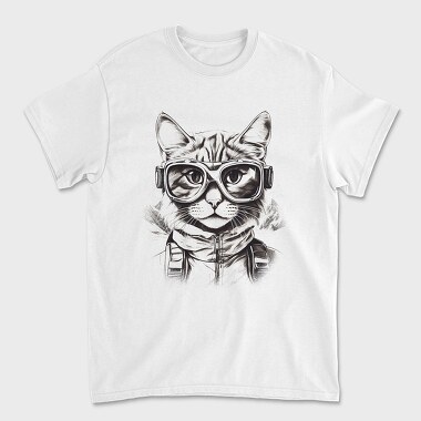Cat Galsses Draw, Unisex Men's T-Shirt