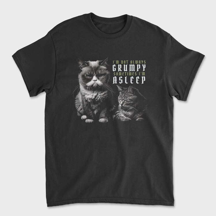 Cat Grumpy Asleep, Унисекс Мъжка Тениска