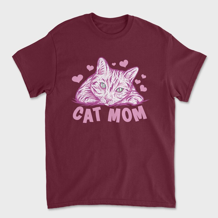 Cat Mom Pink, Unisex Men's T-Shirt