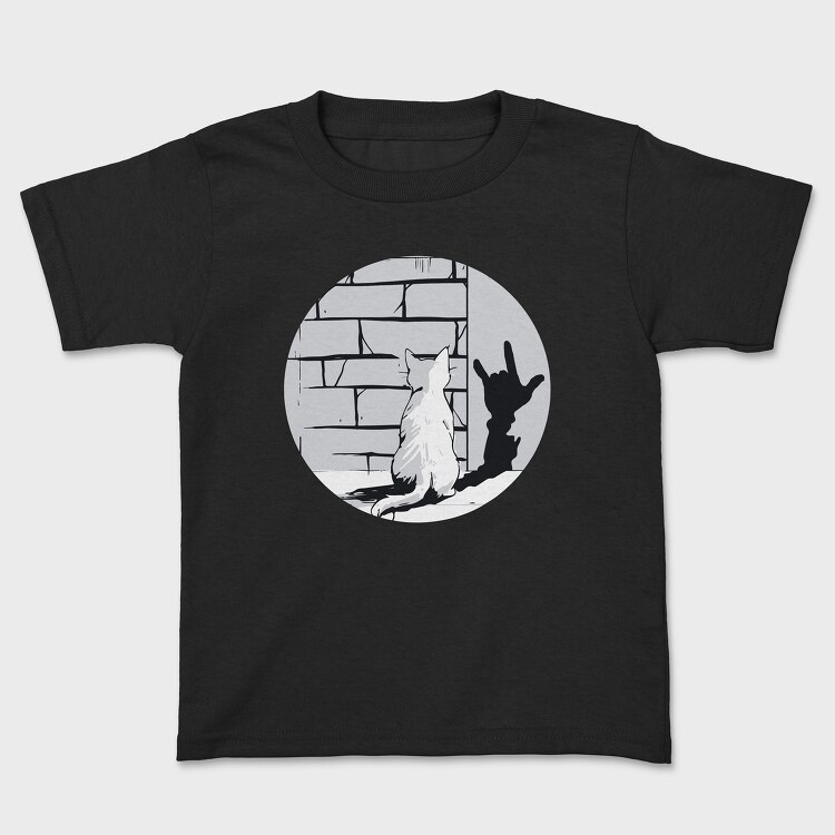 Cat Rock Sign Shadow, Kids' T-Shirt
