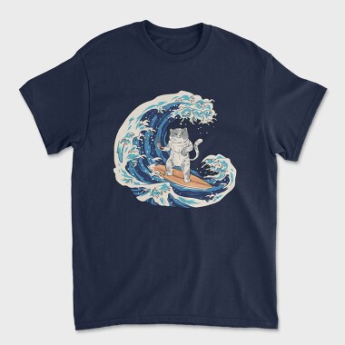 Унисекс Мъжка Тениска, Cat Sushi Wave