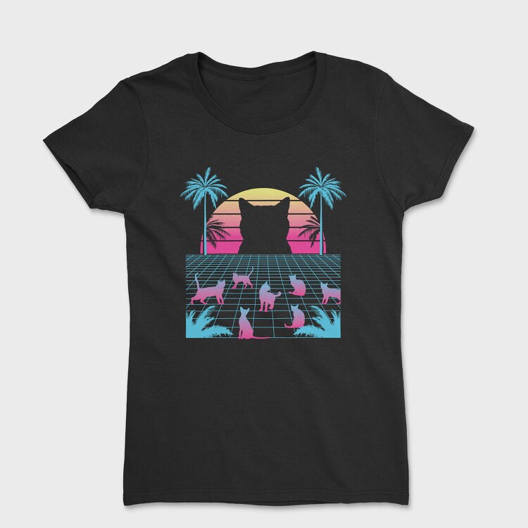 Cat Vaporwave, Women's T-Shirt