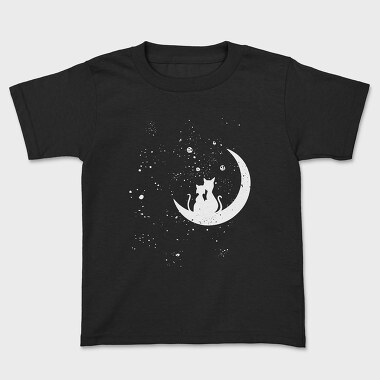 Cats Love Moon, Kids' T-Shirt