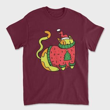 Unisex Men's T-Shirt, Christmas Cat Sweater