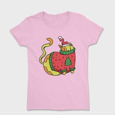 Christmas Cat Sweater, Women's T-Shirt