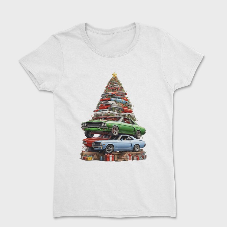 Christmas Tree Muscle Madness Cars, Women's T-Shirt