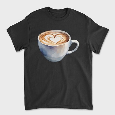 Coffee Mug Heart Watercolor, Unisex Men's T-Shirt