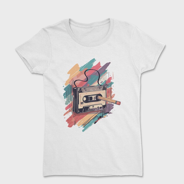 Colorful Cassette Pencil Retro, Women's T-Shirt