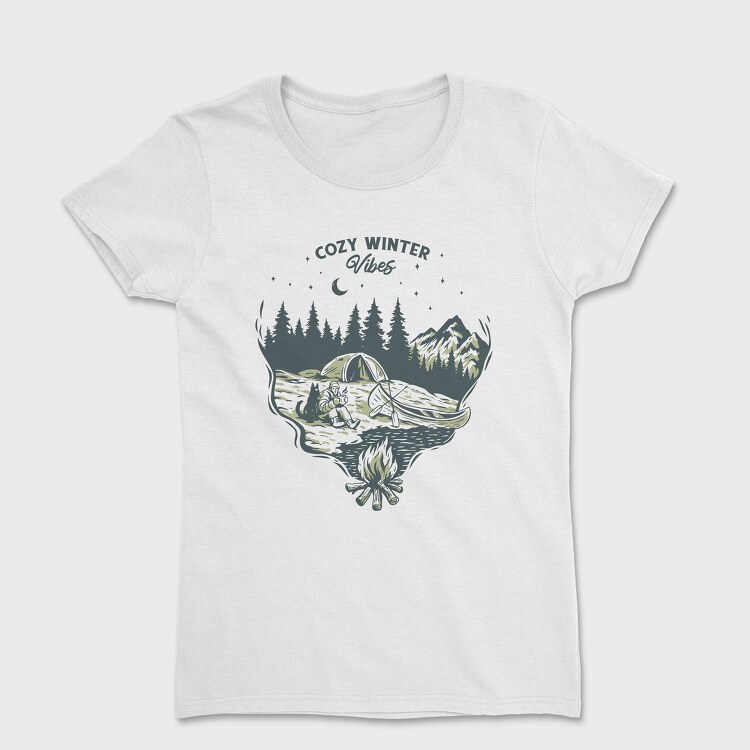 Cozy Winter Vibes Camping, Women's T-Shirt