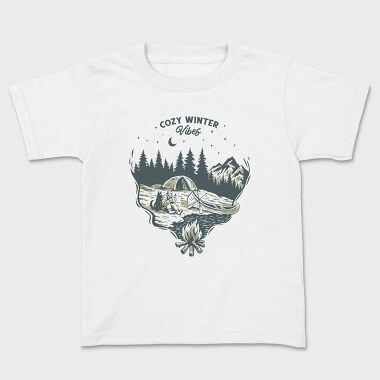 Kids' T-Shirt, Cozy Winter Vibes Camping