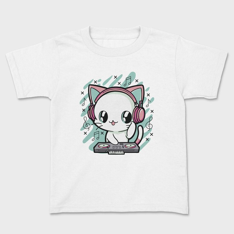 Cute Cat Dj, Kids' T-Shirt