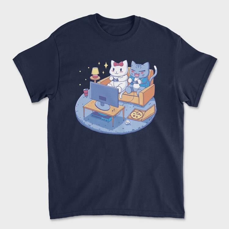 Cute Cats Video Games Anime, Унисекс Мъжка Тениска