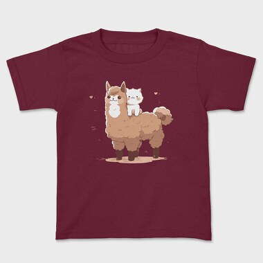 Cute Lama and Cat, Kids' T-Shirt