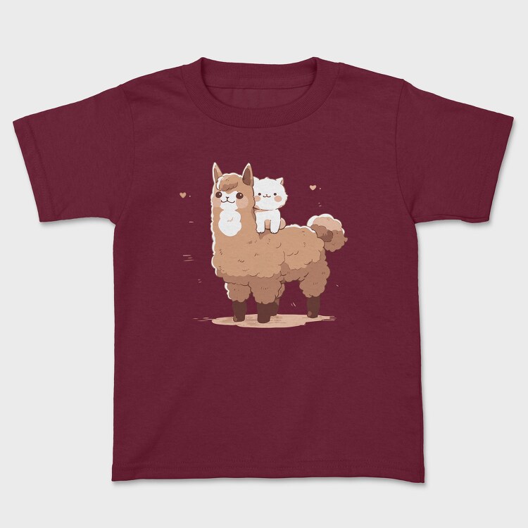 Cute Lama and Cat, Kids' T-Shirt