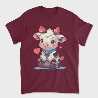Unisex Men's T-Shirt, Cute Strawberry Cow