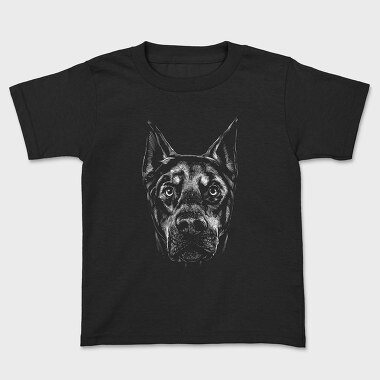 Doberman Dog Monochrome, Kids' T-Shirt
