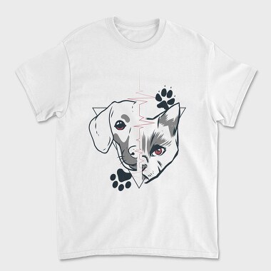 Dog and Cat Heartbeat, Unisex Men's T-Shirt