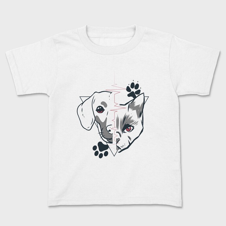 Dog and Cat Heartbeat, Kids' T-Shirt