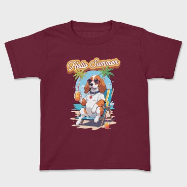 Dog Beach Hello Summer, Kids' T-Shirt