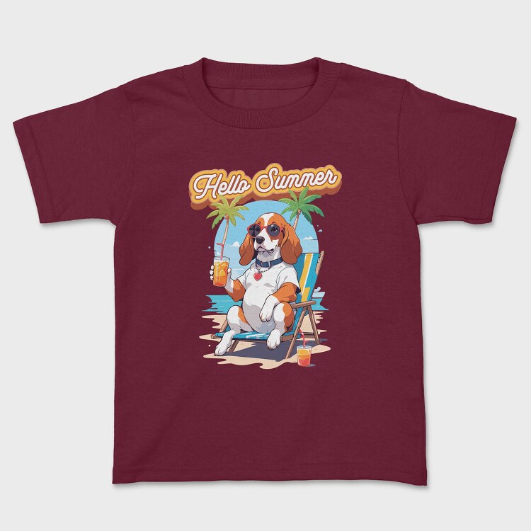 Dog Beach Hello Summer, Kids' T-Shirt