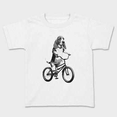 Kids' T-Shirt, Dog on Bike