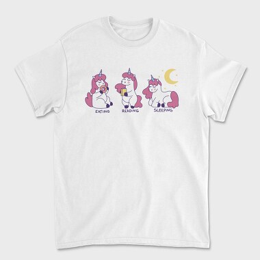 Eating Reading Sleeping Unicorn, Unisex Men's T-Shirt