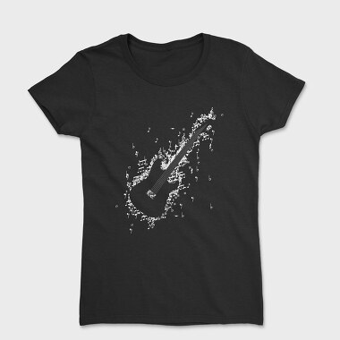 Electric Guitar Formed by Notes and Signs, Women's T-Shirt