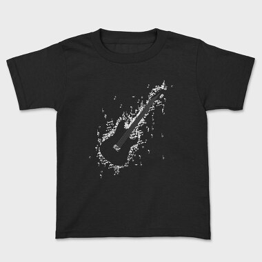 Electric Guitar Formed by Notes and Signs, Kids' T-Shirt